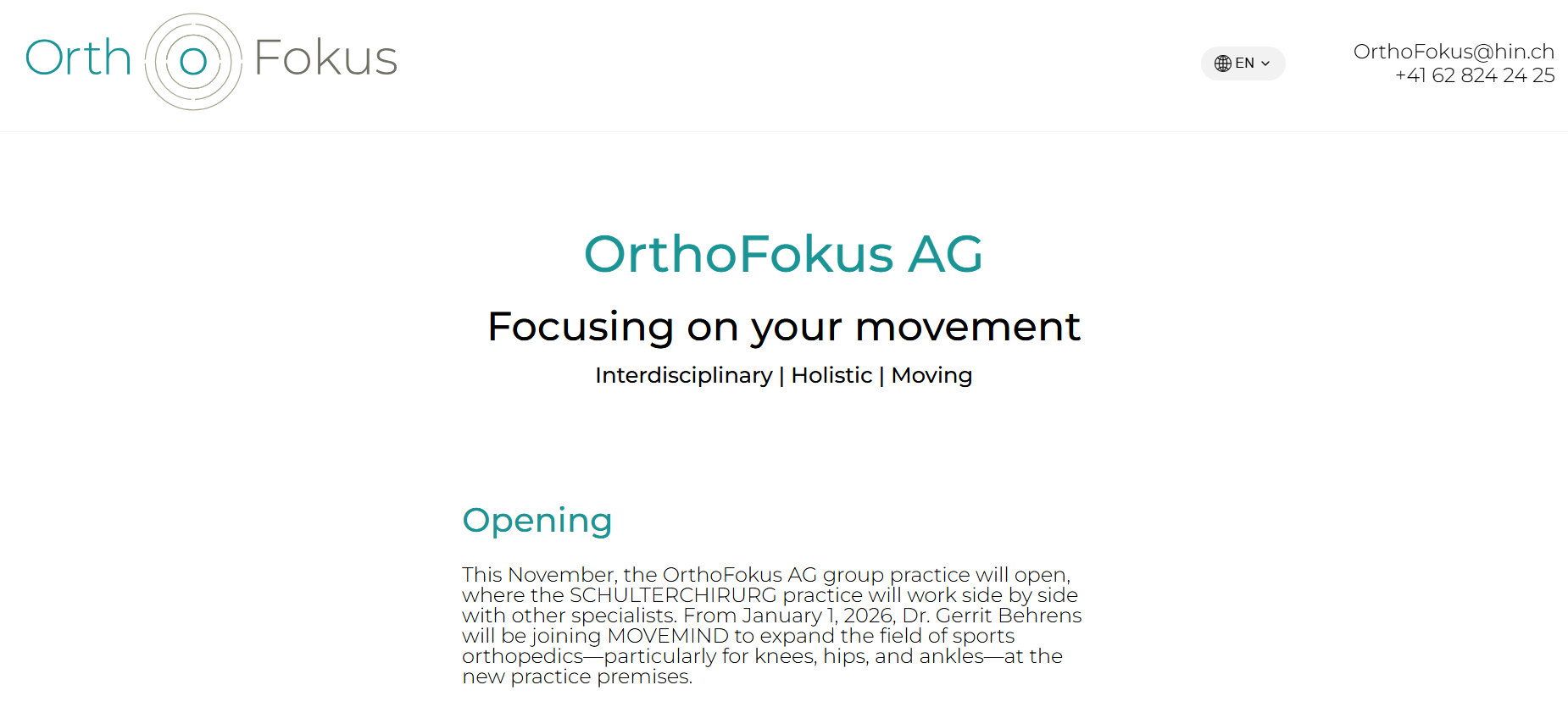 Ortho Fokus website screenshot